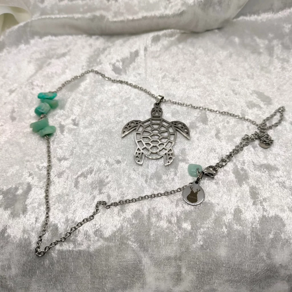 Kame house – collier totem tortue en amazonite